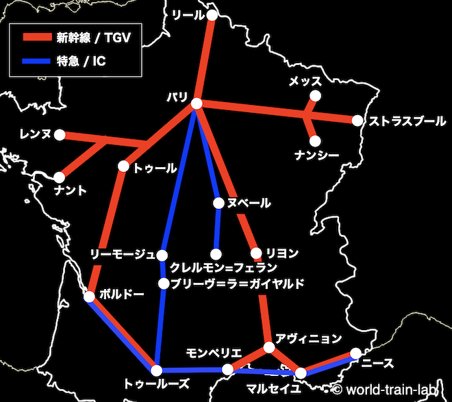 フランス国鉄の路線図