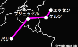 エッセンからの国際列車路線図