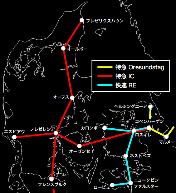 デンマーク国鉄 路線図