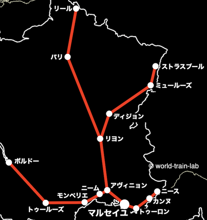 マルセイユからの路線図