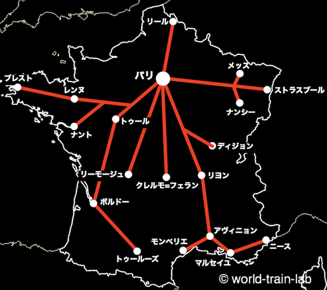 パリからの路線図